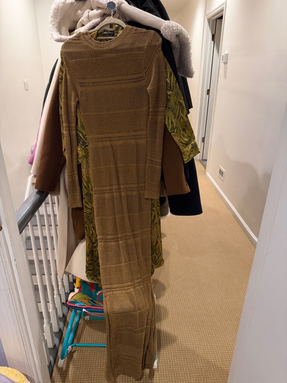 Mango Ribbed Knit Maxi Dress in Camel